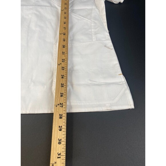 Carhartt scrub top Women's size Large White V Neck pockets front New - Picture 7 of 13